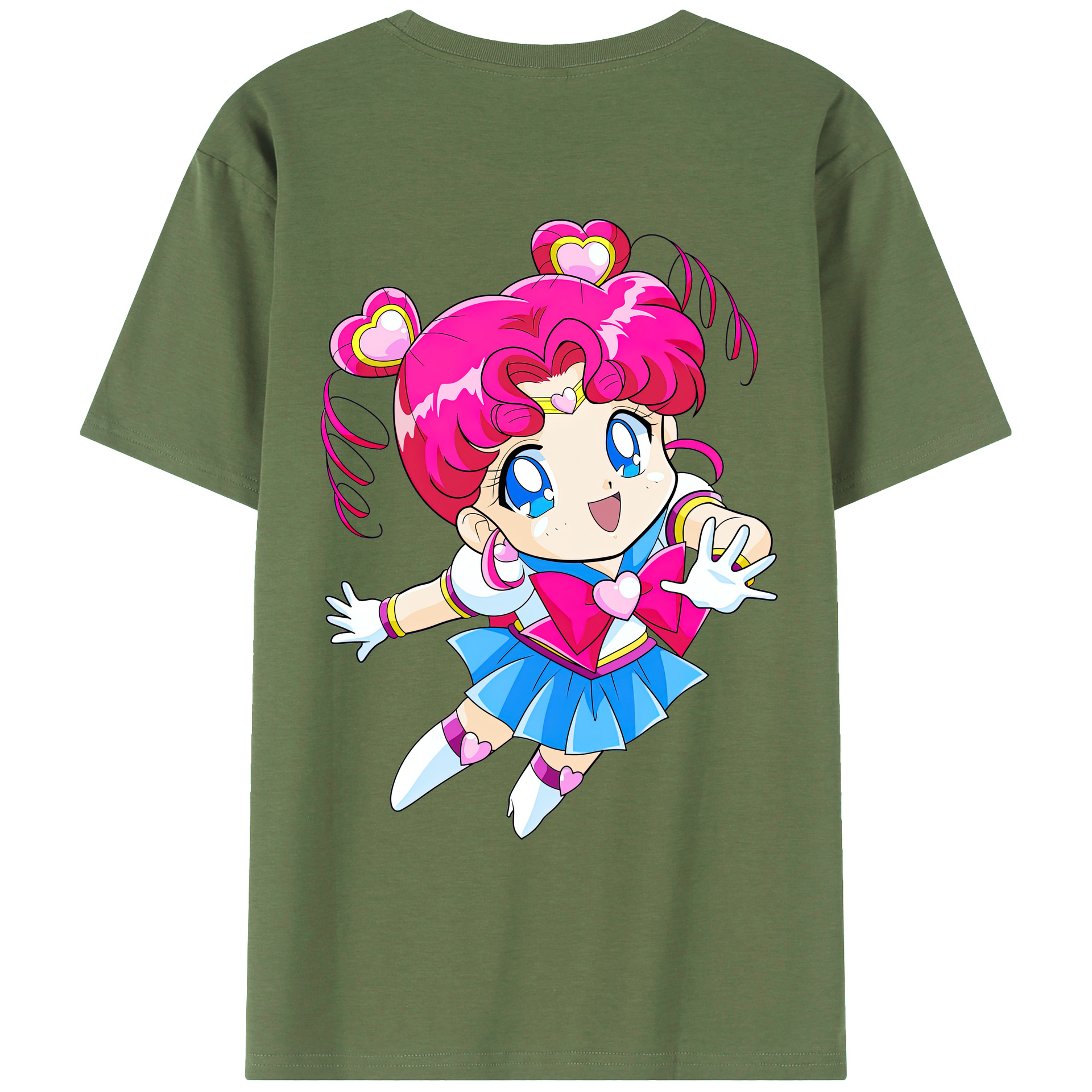 （画像用） 美少女戦士セーラームーン ちびうさ Sailor Moon Chibiusa Tsukino Usagi Small Lady Serenity 綿100％ メンズ半袖Tシャツ（バックプリント） 通気性